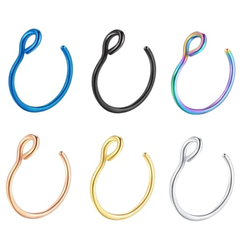FOMIYES 6 Stück Teiliges Nasenringe aus Edelstahl Modische Nasenstecker in Mehrfarbig Roségold Silber Gold und Dunkelblau Langlebiger Piercing Schmuck für Damen Stilvolle Nasenpiercing von FOMIYES