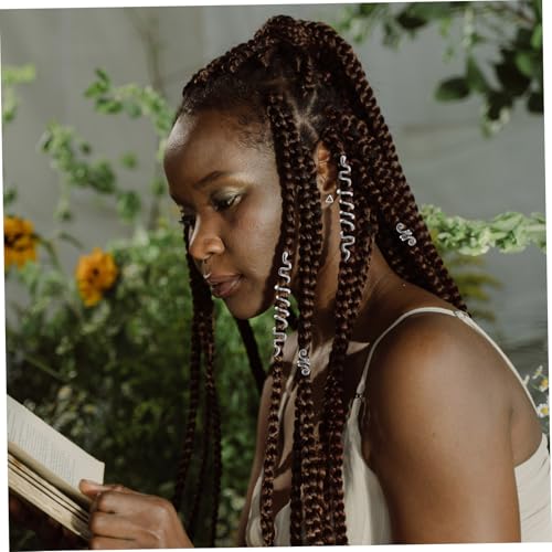 FOMIYES 6 Stück Teiliges Silberne Spiral Haarspiralen Dreadlock Haarschmuck Verstellbar Langlebig für Zöpfe Braids Haarperlen Schmuck Damen und Mädchen von FOMIYES