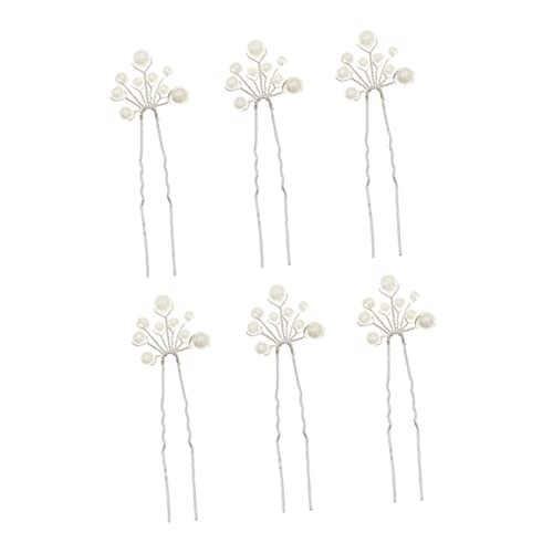 FOMIYES 6 Stück Teiliges U Förmiges Perlen Haarnadel für Braut Eleganter Haarschmuck Hochzeitsschmuck Damen Braut Party Zubehör Silber von FOMIYES