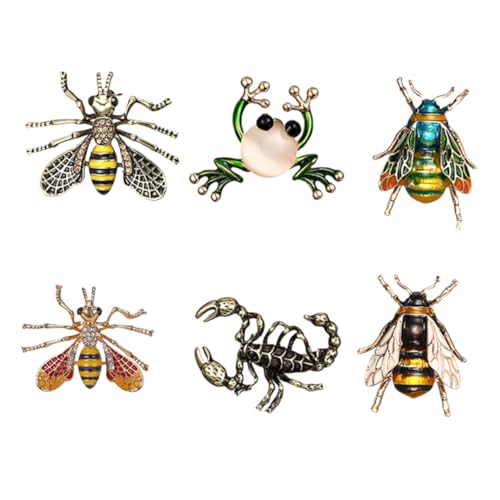 FOMIYES 6 Stück Teiliges Vintage Broschen mit Tier und Insektenmotiven Kreative Anstecknadeln für Damenbekleidung Kleidung Accessoires Langlebig und Detailreich Gestaltet von FOMIYES