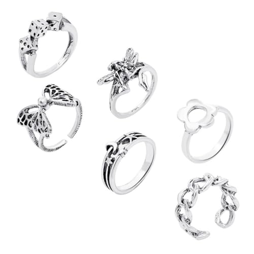 FOMIYES 6 Stück Teiliges Vintage Stil aus Langlebiger Legierung Modische Leichte Schmuckringe für Alltag und Besondere Anlässe Verstellbare Geschenk für Frauen und Mädchen von FOMIYES