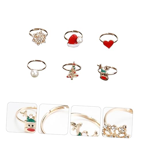 FOMIYES 6 Stück Teiliges Weihnachts Fingerringset mit Kreativen und Schneeflockenmotiven Verarbeitung Festlicher Schmuck für Party und Alltag Auffälliges Accessoire für Damen und Herren von FOMIYES