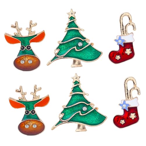 FOMIYES 6 Stück Teiliges Weihnachts Reh Brosche Set Süße Deko für Weihnachtssocken und Kleidung Weihnachtsdeko für Festliche Anlässe von FOMIYES