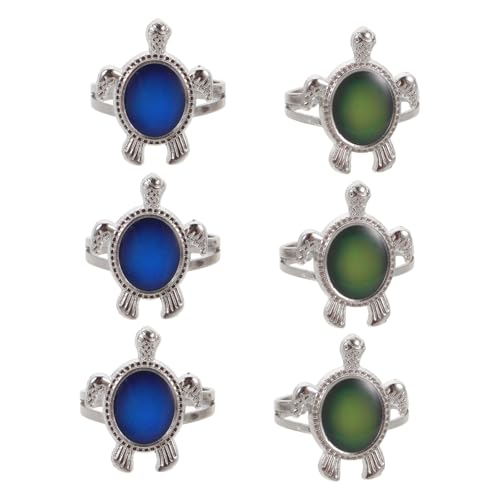 FOMIYES 6 Stück Verstellbare Stimmungsringe Schildkröte Temperaturfühlend Farbwechsel Schmuck für Mädchen Damen Party Kostüm Accessoire von FOMIYES