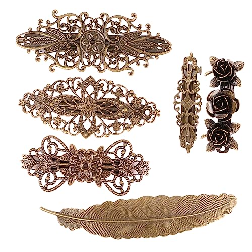 FOMIYES 6st Vintage Haarnadel Federclip Altmodische Haarspangen Retro-blumen-haarspangen Bronzene Haarspangen Vintage Haarspangen Aus Metall Messinghaar Fräulein Kupfer Frankreich Hochzeit von FOMIYES