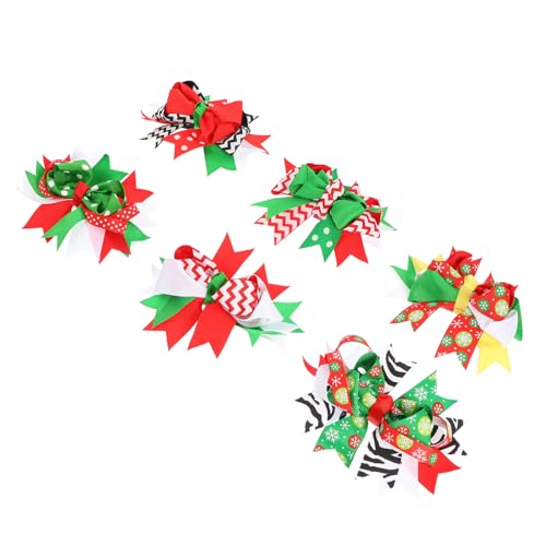 FOMIYES 6 Stück Weihnachtshaarspangen Haarklammern Haarspangen im Retro-Stil haarspangen haarspange haarklammer haarschmuck Bowknot-Clips Kopfschmuck für Mädchen Stoff von FOMIYES