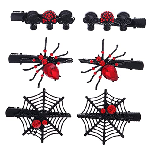 FOMIYES 6st Halloween-schädel-haarspange Haarspangen Mit Strasssteinen Halloween-haarnadeln Halloween-spinnen-haarspange Spinnennetz-haarschmuck Hexen Hut Zinklegierung Mädchen Dunkel von FOMIYES