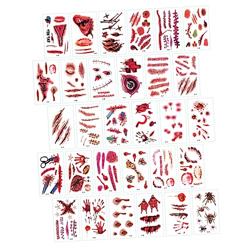 FOMIYES 60blätter Halloween Narben Tattoos Dekorative Körpertattoos Mit Narbenmuster Fake Tattoos Für Festival Und Party Aufkleber Für Halloween von FOMIYES