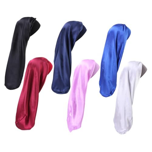 FOMIYES 6stücke Krempe Satin Schlafmütze Elastische Lange Haube Für Frauen Bequem Und Praktisch Zum Schlafen von FOMIYES