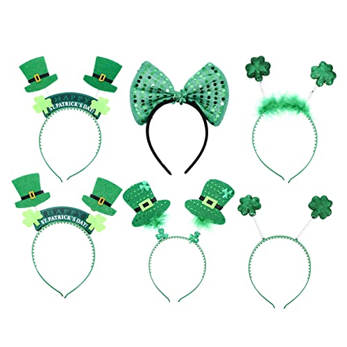 FOMIYES Kleeblatt-stirnband-set 6-teilig Grün Kopfbedeckung Für St Patricks Day-party Stirnband Irland-kostüme St Patricks Day-haarreif Zufälliger Stil von FOMIYES