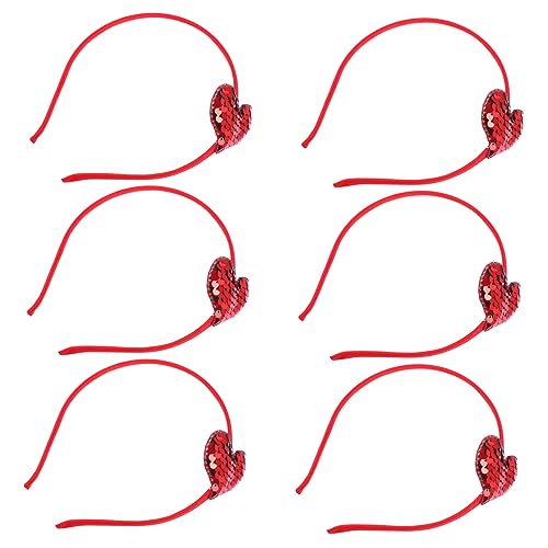 FOMIYES 6st Valentinstag Stirnband Paillettenherat Stirnband Mädchen-party-kopfbedeckung Cosplay-haarband Haarreifen Für Kinderpartys Valentinskopf Bopper Herz Eisen Ausgabekarte Fräulein von FOMIYES