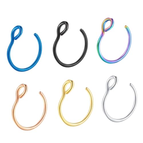 FOMIYES 6Stücke Teiliges Nasenring Nasenstecker Damen Piercing Schmuck Bunt Roségold Silber Gold Dunkelblau Hochwertige Nasenzubehör von FOMIYES