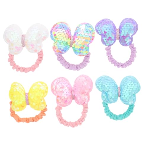 FOMIYES 6stücke Haargummis Für Frauen Und Mädchen Elastische Haarbänder Mit Pailletten Und Bowknot Haar Styling Werkzeuge Stoff Haarring von FOMIYES