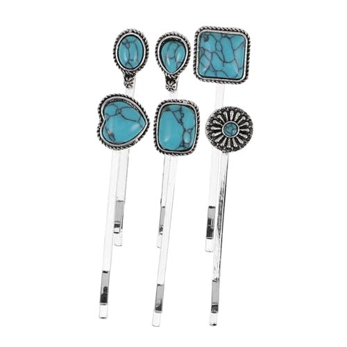 FOMIYES 6stücke Türkisfarbene Haarnadeln Im Retro-stil Herz-blumen-haarspangen Für Damen Handgefertigte Haarschmuck-accessoires Langlebige Und Auffällige Kopfbedeckungsstile von FOMIYES