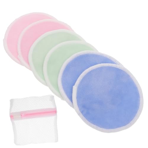 FOMIYES 7 Stück Teiliges Bambusfaser Abschminkpads Set Wiederverwendbare Waschbare Makeup Entferner Pads mit Farben Leichtem Aufbewahrungsbeutel Sanftes Hautfreundliches Reinigungspads von FOMIYES