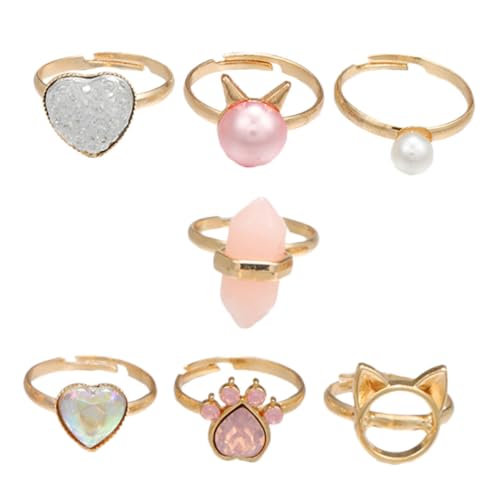 FOMIYES 7 Stück Teiliges Verstellbare Kinderringe in Gold Süße Schmuckringe für Mädchen Offene Designs für Alltag Party und Verkleidung Leichte Fingerringe als Geburtstagsgeschenk von FOMIYES