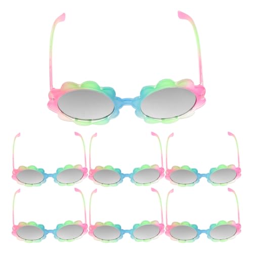 FOMIYES 7-teiliges Kinder-Sonnenbrillen-Set: Sonnenblumen-Sonnenbrille für Kleinkinder, Mädchen – Blumenbrille mit UV-Schutz – Hawaii-Brille – Geschenktüten-Füller zum Geburtstag von FOMIYES