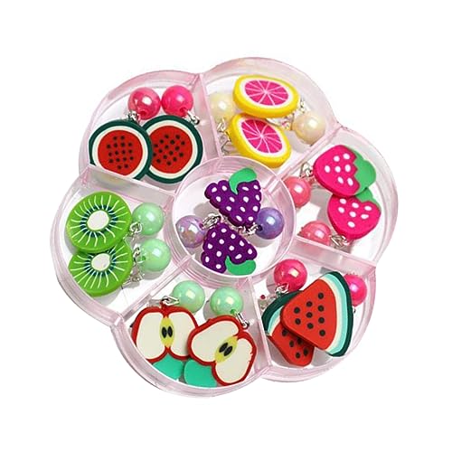 FOMIYES 7paare Obst-ohrclips Für Mädchen Ohrclip Ohne Piercing Perlen-ohrschmuck Frucht-ohrringe Bunter Ohrschmuck Ohrschmuck-accessoires von FOMIYES