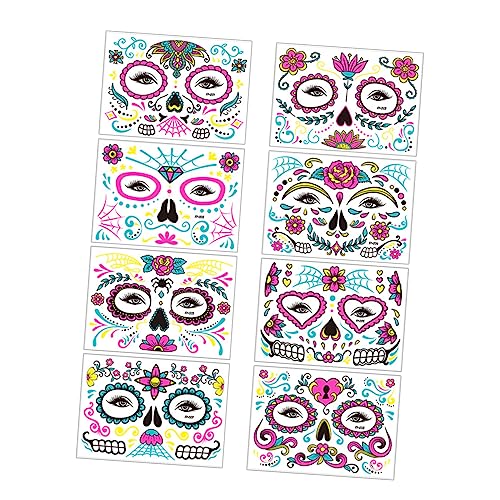 FOMIYES 8 Bögen Fluoreszierende Gesichtsaufkleber Selbstklebend für Jungen und Mädchen Erwachsene Halloween-kostüme Passende Make-up-aufkleber von FOMIYES