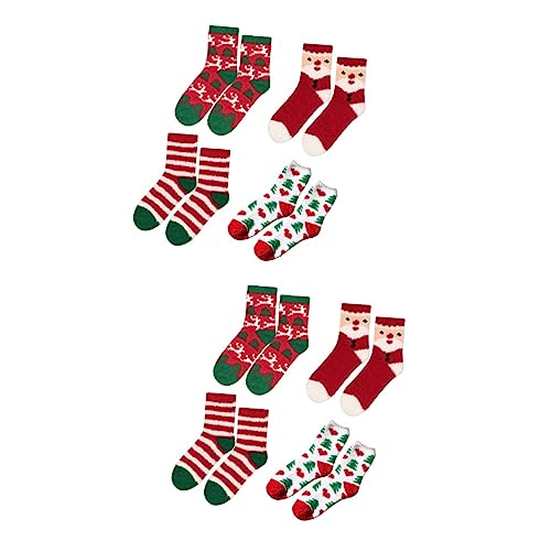 FOMIYES 8 Paare Weihnachtssocken Weihnachtspantoffelsocken Urlaubsstiefelsocken Weihnachten Winter Warme Socken Weihnachts-crew-socke Kind Baumwolle Schlafende Socken Warm Halten von FOMIYES