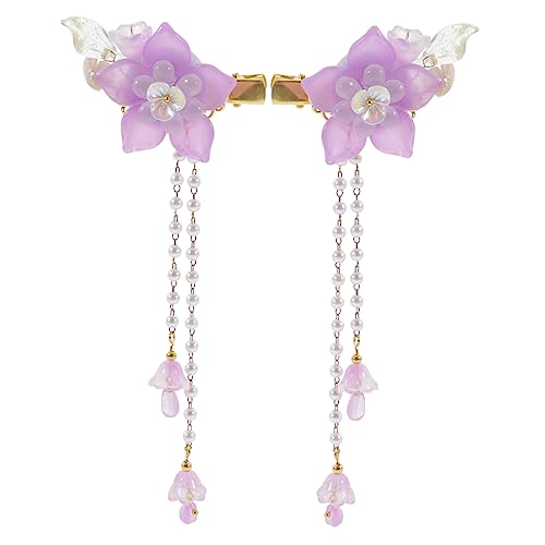 FOMIYES 8 Stk Haarnadel Hanfu-Haarspange modische Haarspangen Haarklammer Tiara Blumenspangen Quaste Haarspange Hochzeit funkeln China Kopfbedeckung Mädchen schmücken Metall Violett von FOMIYES