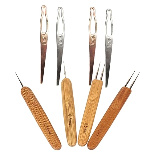 FOMIYES Friseurwerkzeug 8 Stück Dreadlock-häkelnadeln 0 5 Mm – 0 75 Mm Einfach Zu Verwendender Holzgriff Zum Stylen von FOMIYES