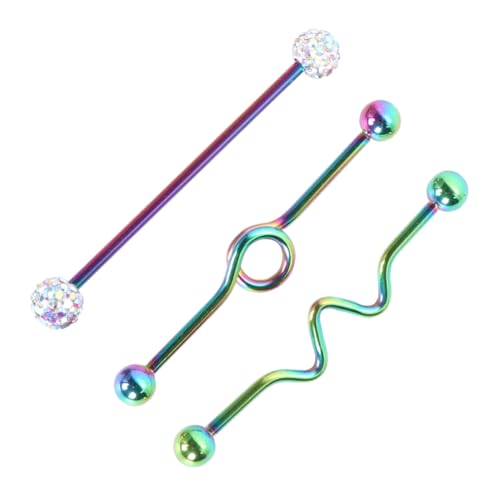 FOMIYES 8 Stück Teiliges Arrow Schrauben Barbell Ohrstecker Industrial Piercing Schmuck für Damen und Herren Bunte Oberfläche Hautfreundlich und Langlebig von FOMIYES