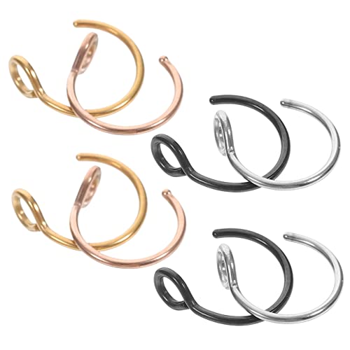 FOMIYES 8 Stück Teiliges Edelstahl C Förmige Falsche Nasenringe in Schwarz Gold und Roségold Hautfreundlich Rostfrei Modische Nasenschmuck Accessoires für Damen und Mädchen von FOMIYES