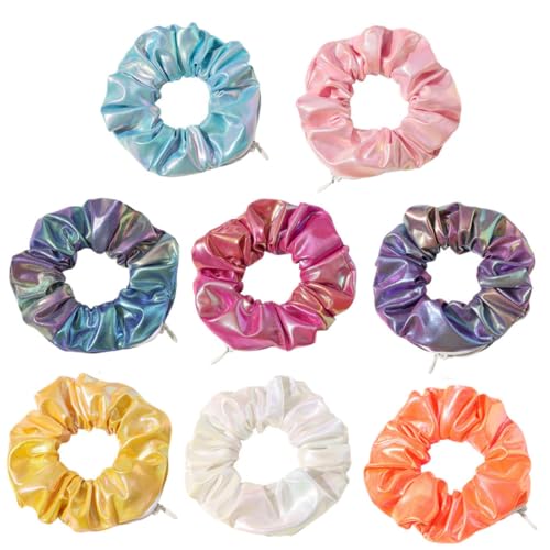 FOMIYES 8 Stück Teiliges Haargummi Farbverlauf Elastische Pu ringe für Mädchen Schonende Haargummis mit Kreativem Reißverschluss design Modisches Haarband für Alltag und Party von FOMIYES