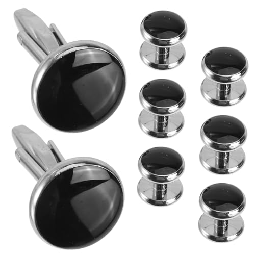 FOMIYES 8 Stück Teiliges Manschettenknöpfe Set Herren French Style Hemd Schmuck Silber Cuff Adornments Elegant für Büro Hochzeit Business Anlässe von FOMIYES