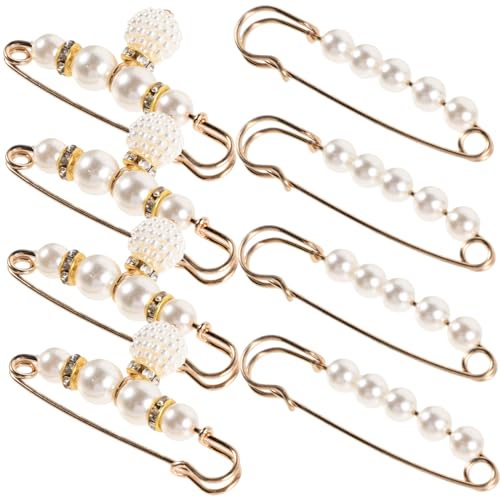 FOMIYES 8 Stück Teiliges Perlen Broschen Taillen und Clip für Kleider und Hosen Dekorative Schalnadel mit Künstlichen Perlen Sicherer Verschluss zur Optimierung bei Röcken und Jeans von FOMIYES