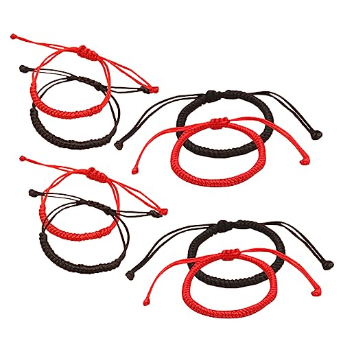 FOMIYES 8 Stück Teiliges Verstellbares String Armband Handgefertigt Geflochtene Armbänder in Rot und Schwarz Modisches Unisex Schmuckaccessoire für Alltag Party von FOMIYES
