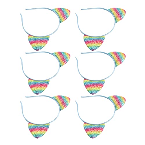 FOMIYES 8stücke Regenbogen Katzenohren Stirnband Kopfschmuck Haarband Haarreif Kopfbedeckung Für Mädchen Frauen Party Cosplay Halloween Geburtstagsfeier Alltag von FOMIYES