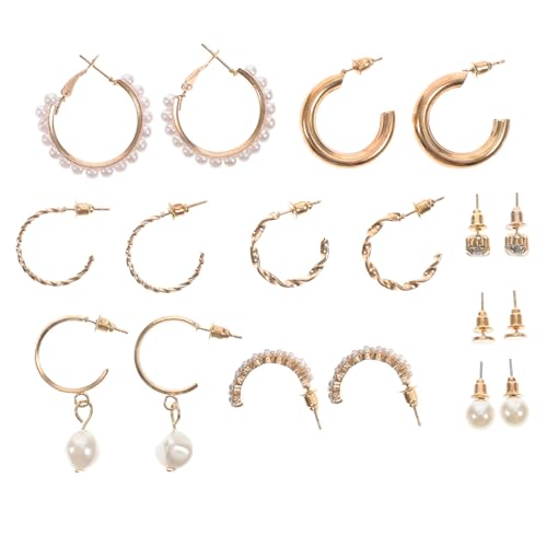 FOMIYES 9 Paare Teiliges Perlen Ohrringe Set Damen Leichte Ohrstecker und Creolen mit Geometrischem Design Modischer Schmuck für Alltag Party Dating Komfortabel und Einfach zu Tragen FOMIYES 9 Paare Teiliges Perlen Ohrringe Set Damen Leichte Ohrstecker und Creolen mit Geometrischem Design Modischer Schmuck für Alltag Party Dating Komfortabel und Einfach zu Tragen von FOMIYES