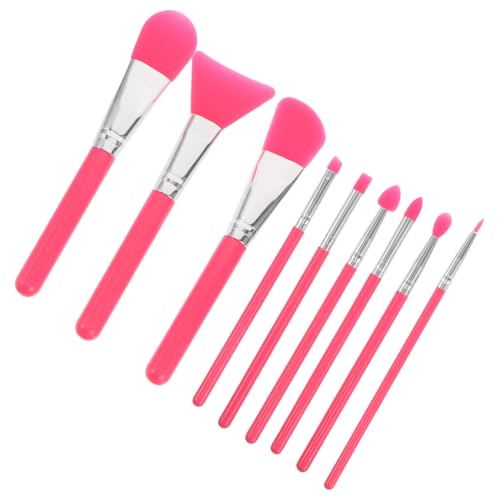 FOMIYES 9 Stück Make-up-Pinsel-Set UV-Harzpinsel Flacher Lidschattenpinsel Wiederverwendbare Silikonbürsten Silikon -Lidschattenpinsel Make-up-Pinsel-Lidschatten Plastik rot von FOMIYES