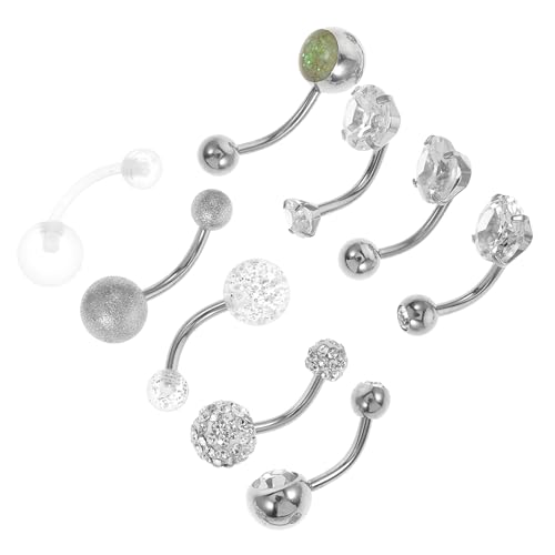 FOMIYES 9 Stück Teiliges Bauchnabelpiercing aus Langlebigem Edelstahl mit Funkelnden Zirkonia Kreatives Design Gebogene Nabelringe für Damen Auffälliger Körperschmuck für Besonderen Stil von FOMIYES