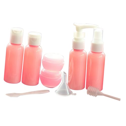 FOMIYES 9 Stück Teiliges Reise Flaschen aus Nachfüllbare Lotion und Shampoo Flaschen mit Trichter Pipette Maske Löffel Hygiene für Camping Reise und Alltag Rosa von FOMIYES
