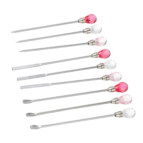 FOMIYES 9-teiliges Set Nail Art Rührstab Löffel Kit Pigment Mischwerkzeug Elektrischer Nagelspatel Zufälliger Stil von FOMIYES