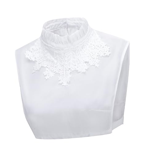 FOMIYES Abnehmbarer Fake Kragen Damen Halbshirt Bluse Krageneinsatz Leicht Atmungsaktiv Modisch Freizeitshirt Zubehör Weiß von FOMIYES
