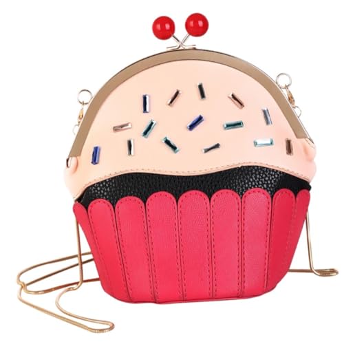 FOMIYES Adorable Rote PU Schultertasche Eiscreme Design Niedliche Umhängetasche für Mädchen Dating Camping Arbeit Alltag von FOMIYES