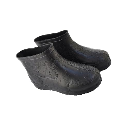 FOMIYES Antirutsch Regenstiefel Damen und Herren Säurebeständige Robuste EVA Niedrige Schaft Gummistiefel Verschleißfest Stoßdämpfend Schwarz für Nasse und Rutschige Umgebungen von FOMIYES