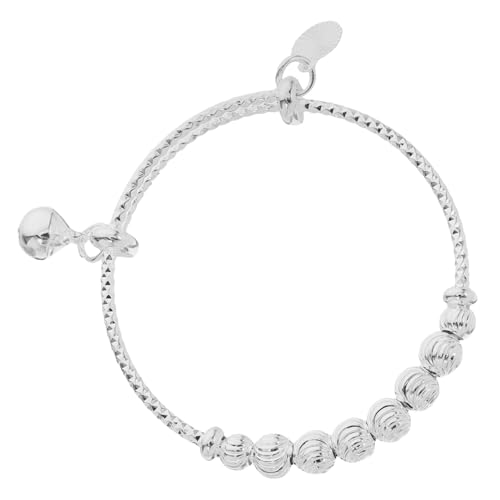 FOMIYES Armband Silber mit Glocken und Herzanhänger Verstellbarer Babyrassel Armreif für Mädchen und Jungen Robustes Kinderschmuck Accessoire für Shower Geburtstag und Festtage von FOMIYES