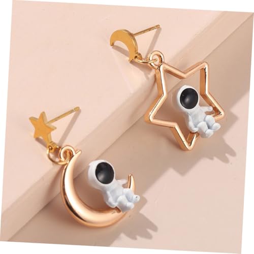 FOMIYES Astronaut Mond Stern Ohrringe Damen Hohl Anhänger Leicht Asymmetrisch Modischer Ohrschmuck für Alltag und Besondere Anlässe von FOMIYES