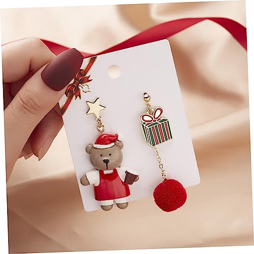 FOMIYES Asymmetrische Bunte Bär Ohrringe mit Plüschbommel Leichte Statement Ohrhänger für Damen Modischer Schmuck für Geburtstag Valentinstag Party und Alltag von FOMIYES