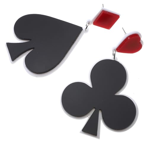 FOMIYES Asymmetrische Damen Ohrringe Spielkarten Design Leichte Acryl Ohrhänger Modischer Schmuck für Partys Hochzeiten für Freundinnen und Besondere Anlässe von FOMIYES