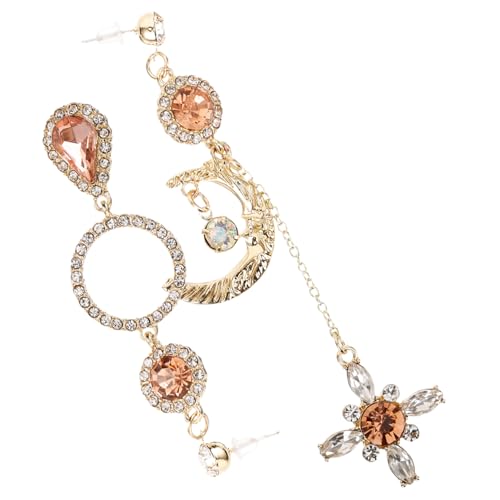 FOMIYES Asymmetrische Vintage Ohrringe Damen Mondform mit Strass Besatz Barockstil Lange Quasten Ohrhänger Modischer Schmuck für Frauen Statement Accessoire von FOMIYES