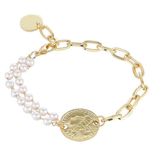 FOMIYES Asymmetrisches Perlenarmband mit Kreativem Damen Schmuck Dekorative Handgelenkkette Stilvolles für Frauen Geeignet für Geburtstag Weihnachten Muttertag von FOMIYES