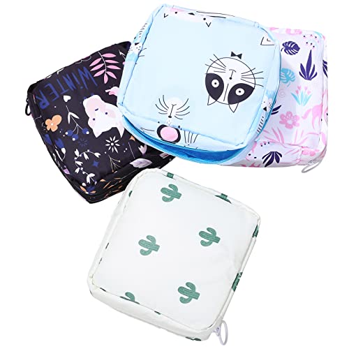 FOMIYES Aufbewahrungstaschen Mit Reißverschluss Für Serviettenblöcke 4er-Pack Serviettenblocktaschen Cartoon-Muster Für Frauen Zufälliger Stil von FOMIYES