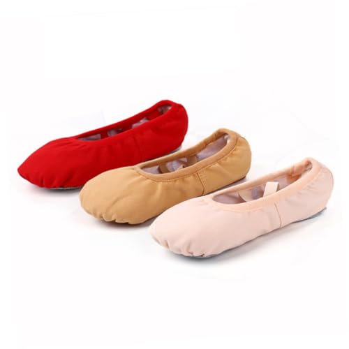 FOMIYES Ballettschläppchen mit Elastischem Band Weiche Rutsch Sohle Atmungsaktive Ballett und Tanzschuhe für Damen und Mädchen Geeignet für Yoga Balletttraining Jazz und Modernen Tanz Rot von FOMIYES