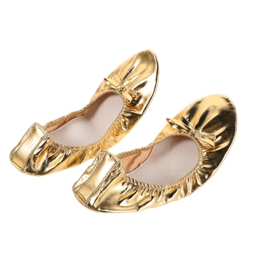FOMIYES Ballettschuhe für Damen Goldene Leichte Tanzschläppchen mit Weicher Geteilten Sohle Vielseitig für Bauchtanz Ballett und Yoga Komfortabel und Tragbar für Training und Auftritte von FOMIYES